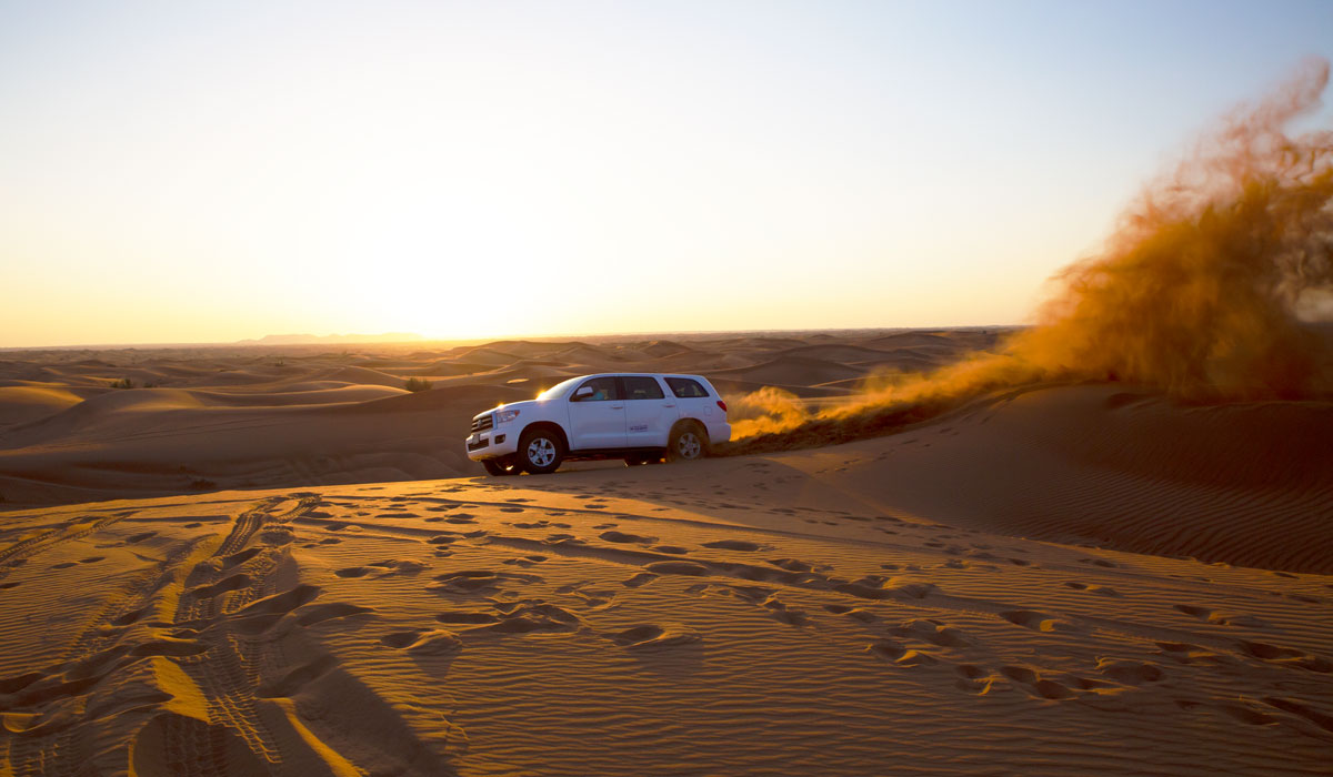 Exciting quad bike ride during small group guided red dune safari with BBQ